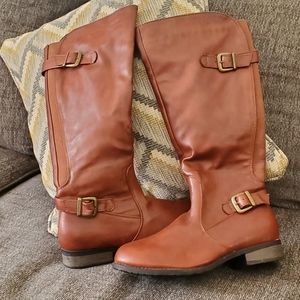Red-brown knee high boots, 8.5